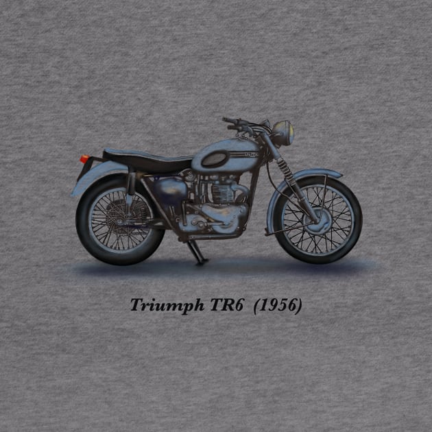 Drawing of Retro Classic Motorcycle Triumph TR6 1956 by Roza@Artpage